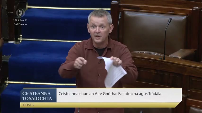 Richard Boyd Barrett — clip from speech: Richard Boyd Barrett presses Minister to send trial observers (01.10.2026)