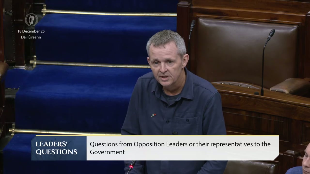 Richard Boyd Barrett highlights homelessness and Gaza hunger strikers