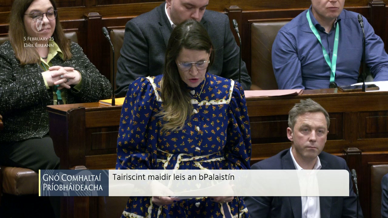 Sinéad Gibney: Maiden speech urges enactment of Occupied Territories Bill